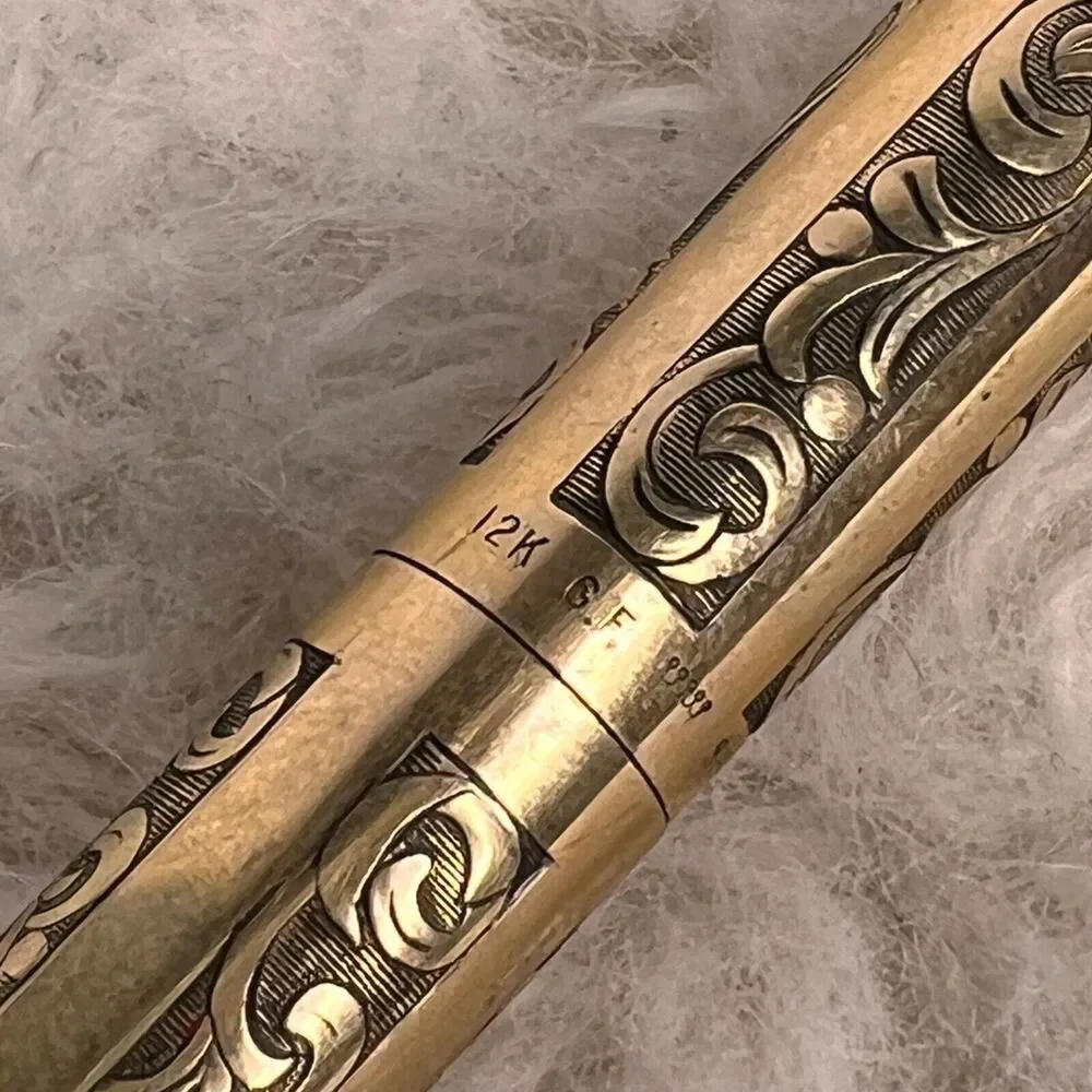 Vintage 70s Sheaffer 12k Imperial Mechanical Pencil Embossed Leaf Motif Gift